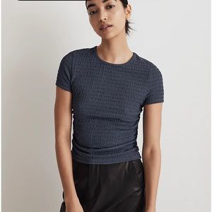 NEW WITH TAGS!! Madewell ruched crewneck T navy medium